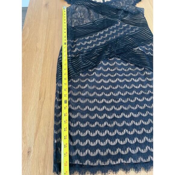 Tadashi Shoji Womens Bodycon Lace Lined Black Evening Dress Cap Sleeve US 16 - Picture 12 of 16